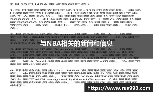 与NBA相关的新闻和信息